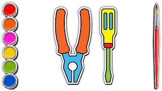 🪛 How to Draw Pliers Step by Step for Kids Coloring Pliers Draw Pliers Plier Drawing  Hornet Art [upl. by Onailimixam]