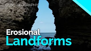 Coastal Erosional Landforms  Stacks Arches Caves amp Wavecut Platforms  AQA GCSE 91 Geography [upl. by Ardnua]