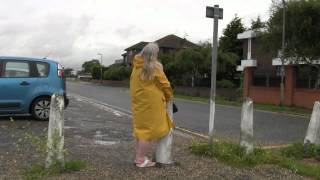 Colleens heavy yellow pvc mac at Canvey Island Essex [upl. by Weatherby]