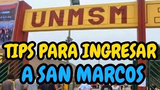 TIPS PARA INGRESAR A SAN MARCOS  UNMSM  EXAMEN DE ADMISIÓN [upl. by Loziram552]