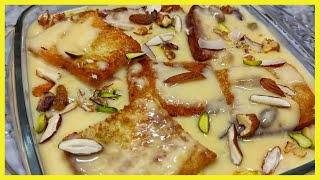 Bread Custard Recipe  Custard Dessert  Eid Special Recipe  Golden Kitchen [upl. by Balling]