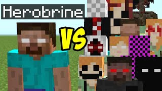 Herobrine vs all Сreepypasta mobs in minecraft [upl. by Eelirrem]