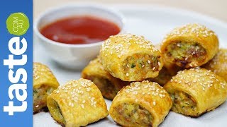 Make your own homemade sausage rolls  tastecomau [upl. by Adilen]