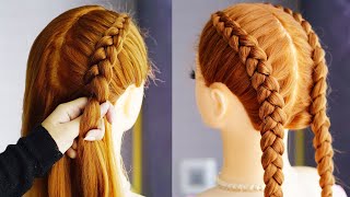 Cute Two Braids Hairstyle For School [upl. by Akcimat]