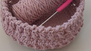 LEFT HANDHow to Crochet a Basket  Easy Crochet Basket Tutorial [upl. by Koval]