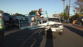 Truck vs ManLift Accident  San Diego [upl. by Yespmed]