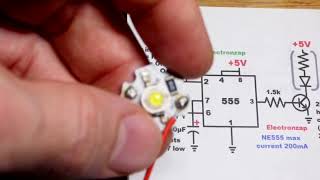 2N2222 NPN BJT helps Monostable 555 timer switch a 5V 1W LED module [upl. by Michon]