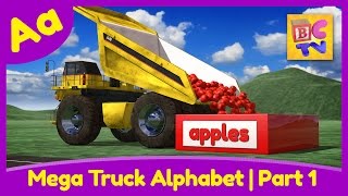 Mega Truck Alphabet Part 1  Learn ABCs with Monster Trucks amp Dump Trucks for Kids [upl. by Sammy178]