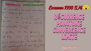 Les suites numériques 2 bac PCSM  exercice corrigé  examen 1998 SM [upl. by Randolph]