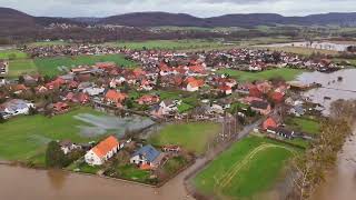 WeserHochwasser in Engern aus der Luft [upl. by Eillo]