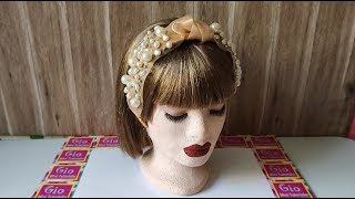 Como hacer una diadema con perlas diy diademas [upl. by Alva905]