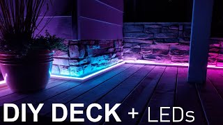 DIY Ground Level Deck with LEDs  Full Step by Step Walkthrough [upl. by Yddor]