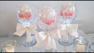 DIY  DOLLAR TREE LIGHT UP WINE GLASS CENTERPIECE  NAPKIN HOLDERS  BUDGET FRIENDLY 2018 [upl. by Autrey]