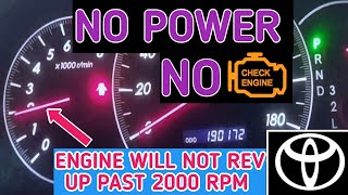 Loss of power no check engine light  engine will not rev up past 2000 RPM  Easy fix on Toyota [upl. by Sedgewake635]