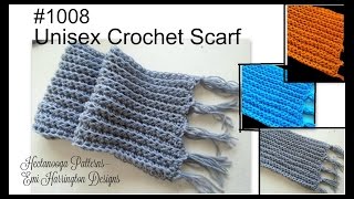 UNISEX RIBBED CROCHET SCARF crochet tutorial free pattern 1008 [upl. by Aig852]