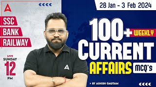 BEST 100 WEEKLY CURRENT AFFAIRS 28 Jan  3 Feb 2024  Current Affairs Bank SSC amp Railway Exams [upl. by Gran]