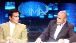 Bas rutten gets mad at dennis Hallman on INSIDE MMA about steroids [upl. by Fonsie]