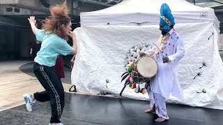 Freestyle Dancing to the Dhol Beat of Ustaad Ravi Kumar Ji  Vancouvers Robson Square [upl. by Nobe]