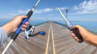 Eating Whatever I Catch Saltwater Pier Fishing Catch and Cook [upl. by Georgine618]