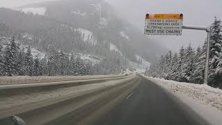 25min of driving on Coquihalla Hwy from rain to heavy snow [upl. by Fesuy]