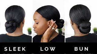 SLEEK EVERYDAY LOW BUN  RELAXED HAIR [upl. by Nnylyrehc622]