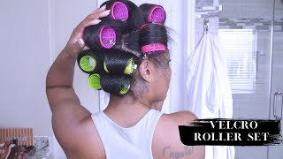 How to Achieve the Perfect 90s Velcro Roller Set on Relaxed Hair [upl. by Dunstan]