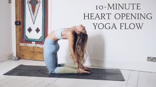 YOGA FOR CHESTS  Heart opening 10 minute yoga flow  CAT MEFFAN [upl. by Hobard820]