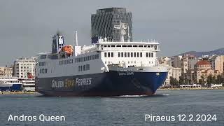 ANDROS QUEEN departure from Piraeus Port  Αναχώρηση ΑΝΔΡΟΣ ΚΟΥΗΝ απο τον Πειραιά [upl. by Sirovaj]