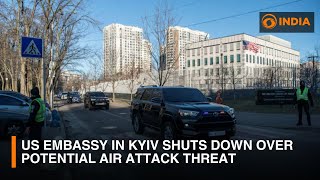 US embassy in Kyiv shuts down over potential air attack threat  DD India [upl. by Ahsed]