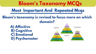 Blooms Taxonomy MCQs  Cognitive Affective Psychomotor Domains FPSC Pedagogy Mcqs [upl. by Osnofla30]