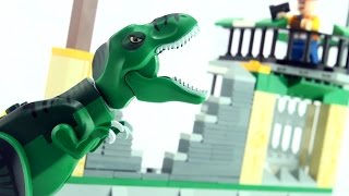 Tyrannosaurus Rex Escape  Lego compatible dinosaur bricks  Stop motion dinosaurs build [upl. by Osmo]