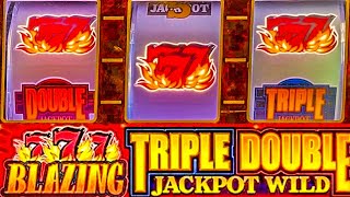 Triple Double Jackpot Wild Blazing 7s 3 Reel Casino Slot [upl. by Henarat923]