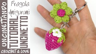 Come fare una Fragola Amigurumi Portachiavi sottotitoli in inglese e spagnolo [upl. by Atikihs]