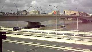 boat crashes into bridge in Brisbane flood [upl. by Borroff534]