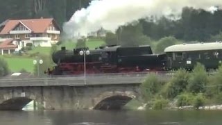 Dampzug der IG 3Seenbahn am Haltepunkt Schluchsee 02082014 [upl. by Esinek512]