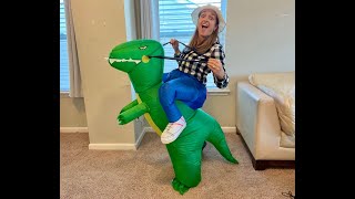 IRETG Inflatable Dinosaur Costume for Adults REVIEW and Ill show you what it looks like on a kid [upl. by Orvan]