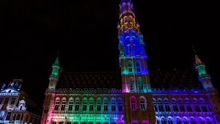 Grand Place Magical History City Sound and Light Show 2014 Brussels Belgium [upl. by Phelan]