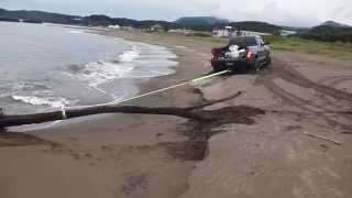 2015Toyota Tundra タンドラロングベット Stuck 砂浜で流木牽引してみた [upl. by Doy]