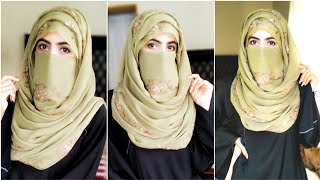 Everyday Hijab Tutorial amp How I Do My Niqab  Niqab Styles  Hijab styles [upl. by Beera584]