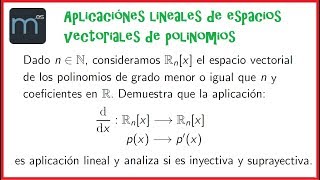 Cuestión sobre aplicaciones lineales de polinomios derivadas de polinomios [upl. by Sardse753]