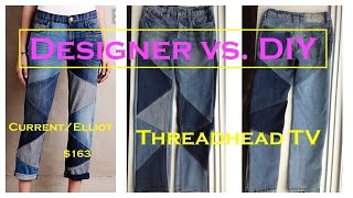 Patchwork Jeans DIY Sew [upl. by Hannazus]