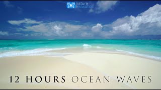 12 HOUR 4K Ocean Waves Video amp Sounds Perfect Beach Scene quotWhite Sand Blue Waterquot Fiji Islands [upl. by Ekrub]