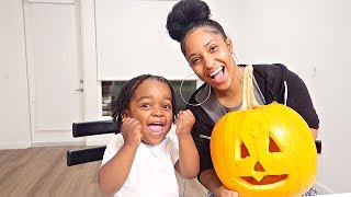 PUMPKIN CARVING WITH MY TWO YEAR OLD NEPHEW KENVEMBER DAY 1 [upl. by Eal]