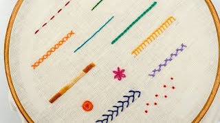 TOP 12 STITCHES IN HAND EMBROIDERY  Tutorial for Beginners [upl. by Nwahsyar683]