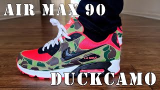 REVIEW OF THE AIR MAX 90 quotDARK SAGE SOLAR RED quot AKA  DUCK CAMO [upl. by Tteraj]