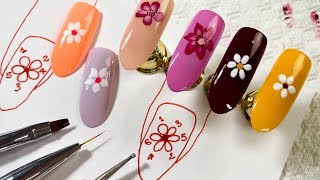 Dibujar FÁCIL Flores en tus Uñas 2020  flores básicas para uñas  diseños de flores para tus uñas [upl. by Katzen]