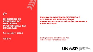 Ensino da diversidade étnica e cultural na percepção de professoras da educação infantil [upl. by Aniela]