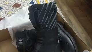 Unboxing the Exustar EnduroAdventure Touring Boots BikersTalk Sorry about the bad audio [upl. by Trebma]