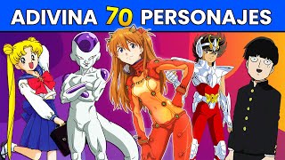 Adivina 70 Personajes de ANIME 🕹️😀  Quiz de Anime  Adivina los Personajes ✅ [upl. by Auqenahc561]