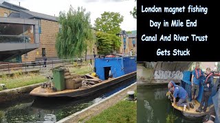 London magnet fishing Day in Mile End Canal And River Trust Gets Stuck [upl. by Aronoel]